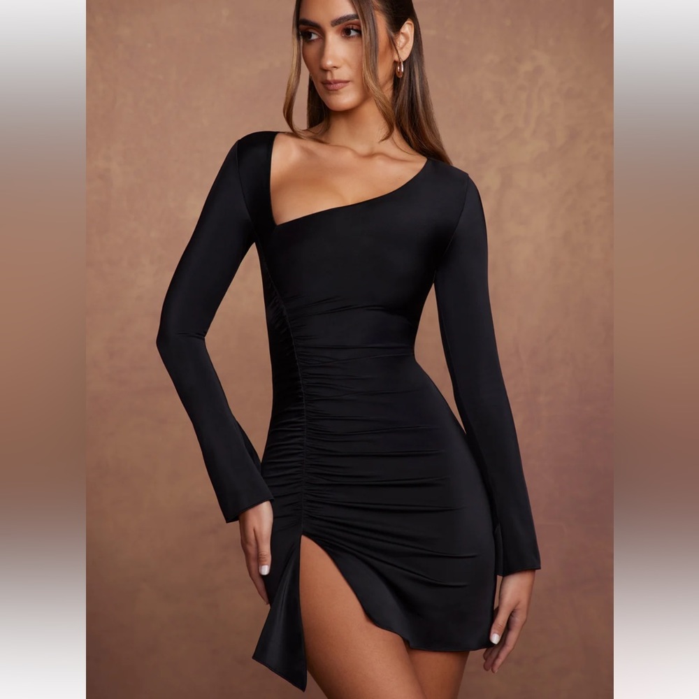 Oh Polly Rea long sleeve asymmetric mini dress